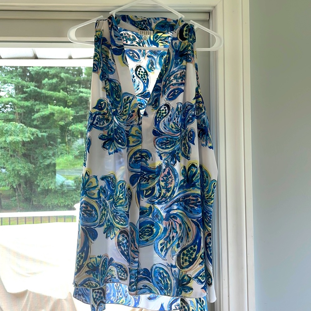 Spense blue, yellow, and white top, X-large